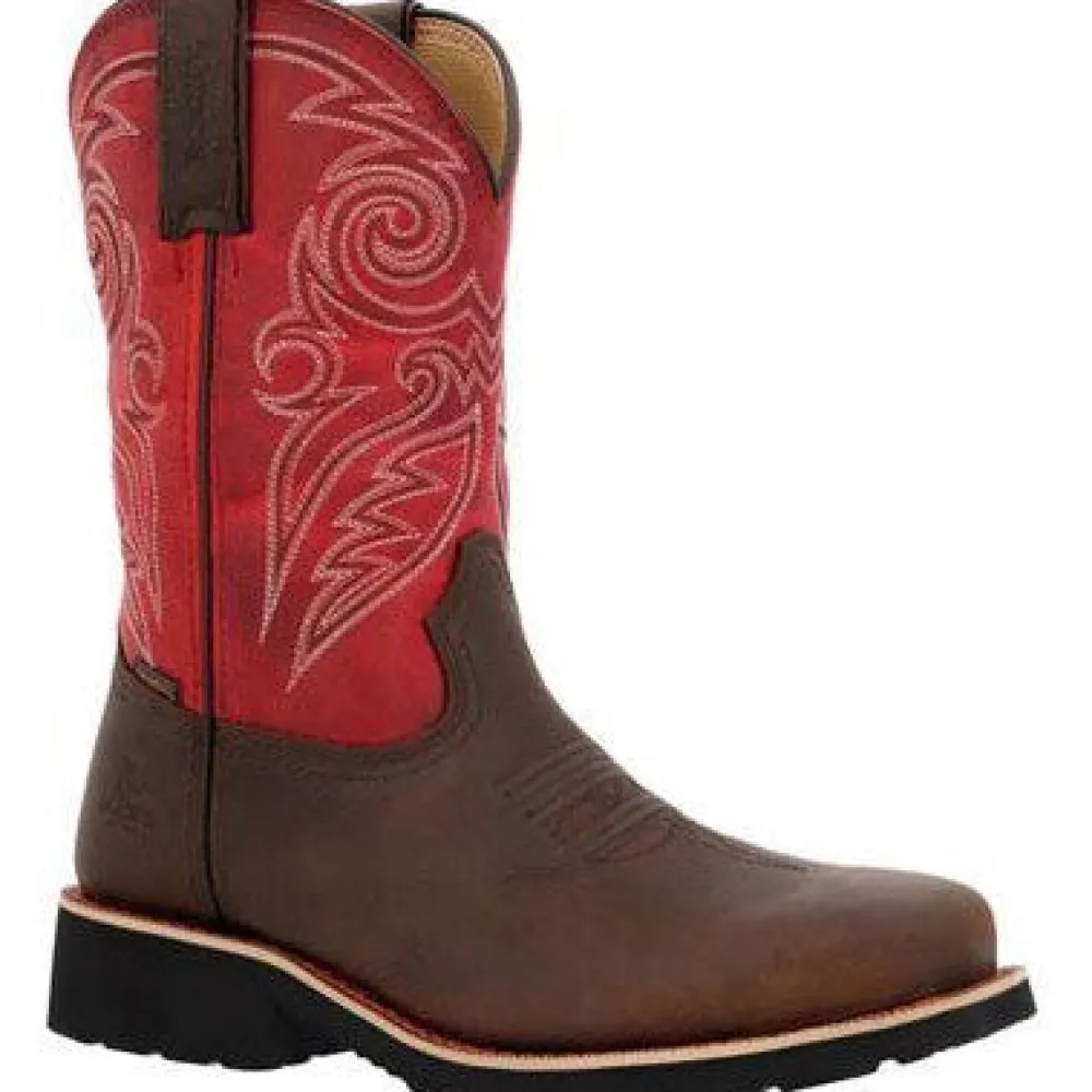 Women Rocky Women's Monocrepe 11" Square Toe WP Western Work Boot -Magenta- RKW0455
