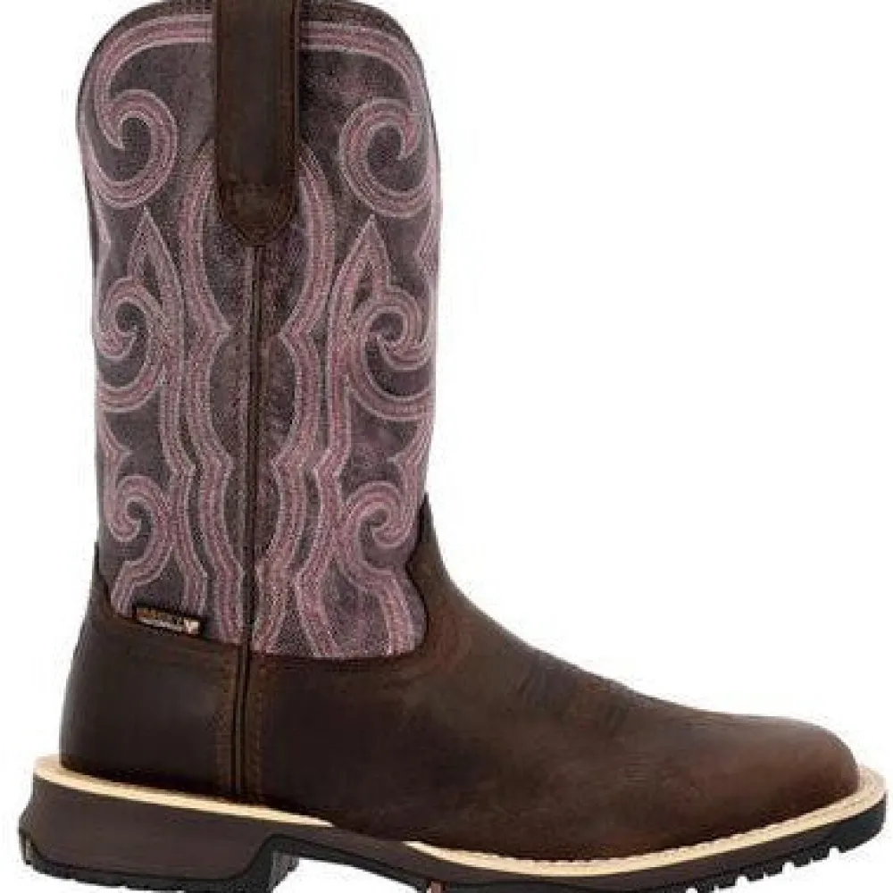 Women Rocky Women's Rosemary 11" Square Toe WP Western Work Boot -- RKW0422