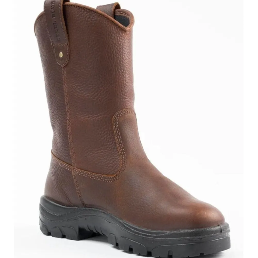 Women Steel Blue Men's Heeler 10" WP Steel Toe Wellington Work Boot - Oak - 812915