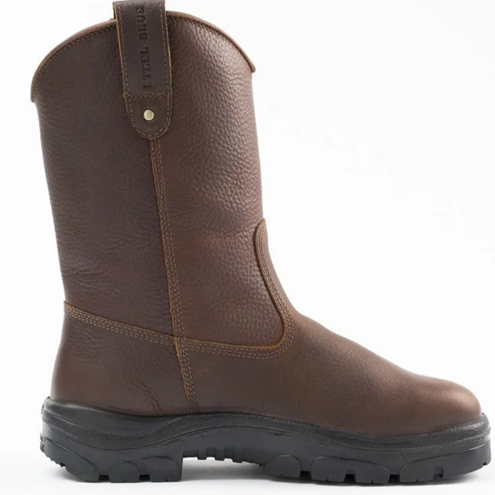 Women Steel Blue Men's Heeler 10" WP Steel Toe Wellington Work Boot - Oak - 812915