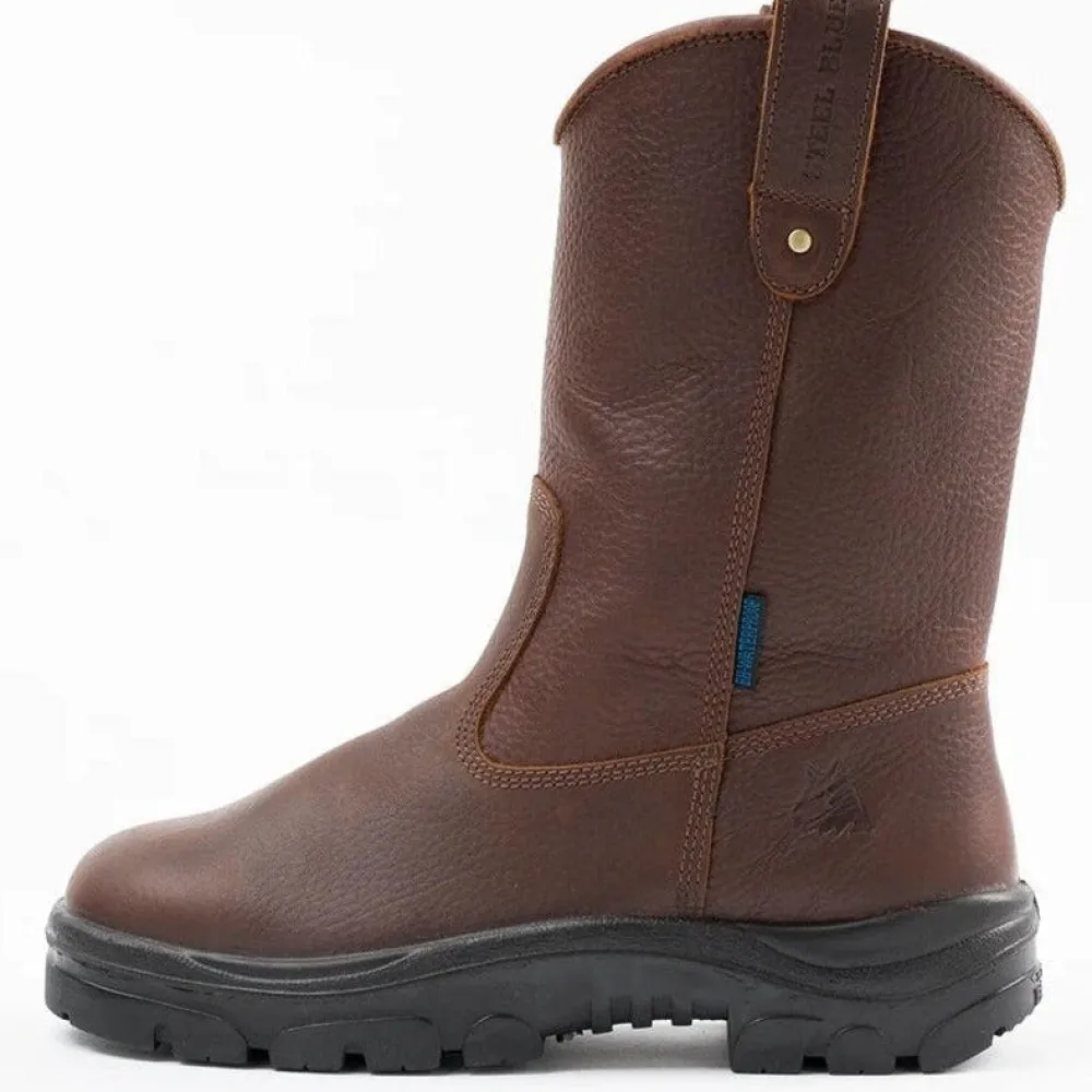 Women Steel Blue Men's Heeler 10" WP Steel Toe Wellington Work Boot - Oak - 812915