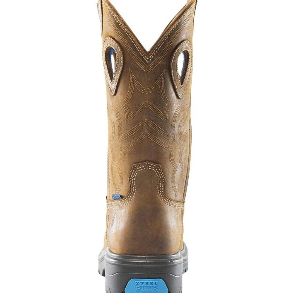 Women Steel Blue Men's Heeler Met Steel Toe WP Western Work Boot -- 813904