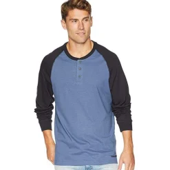 Timberland Pro Men's Cotton Core Long Sleeve Henley - Vintage Indigo - TB0A1I39N49