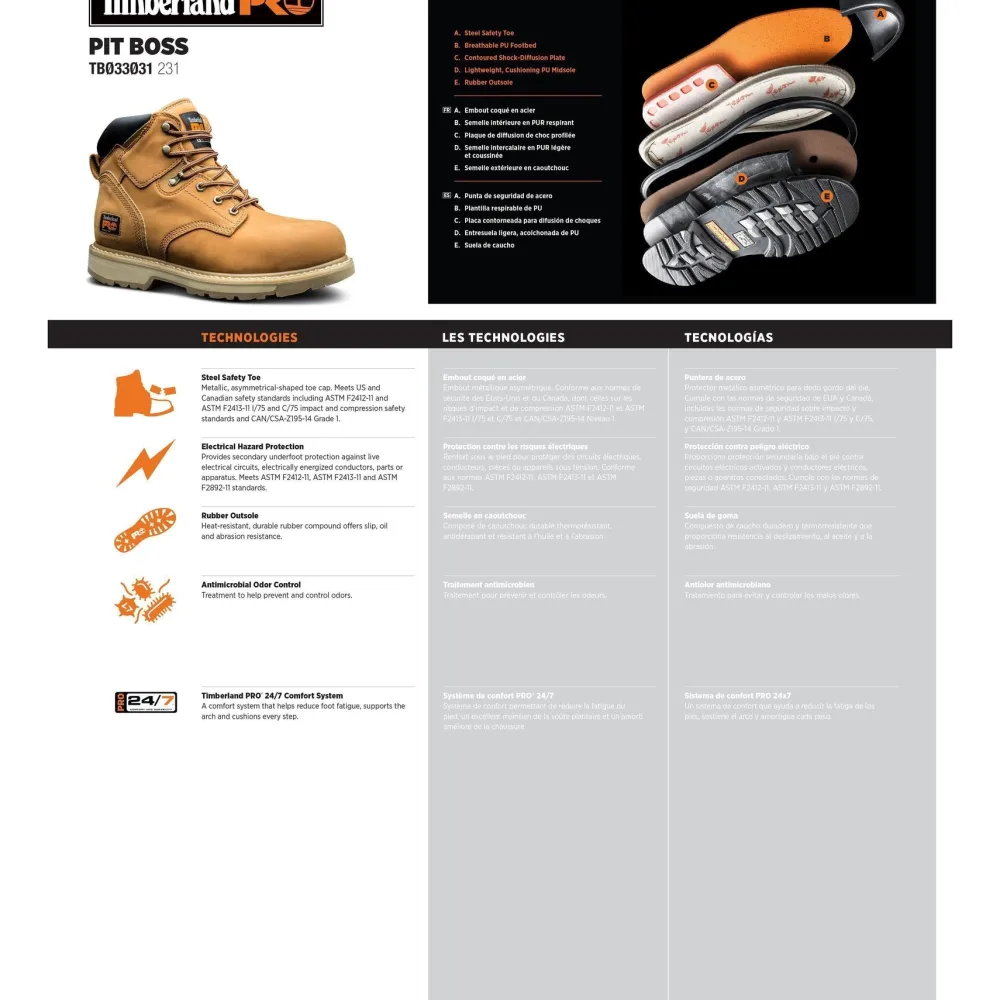 Timberland Pro Men's Pit Boss 6" Steel Toe Work Boot - TB133031231