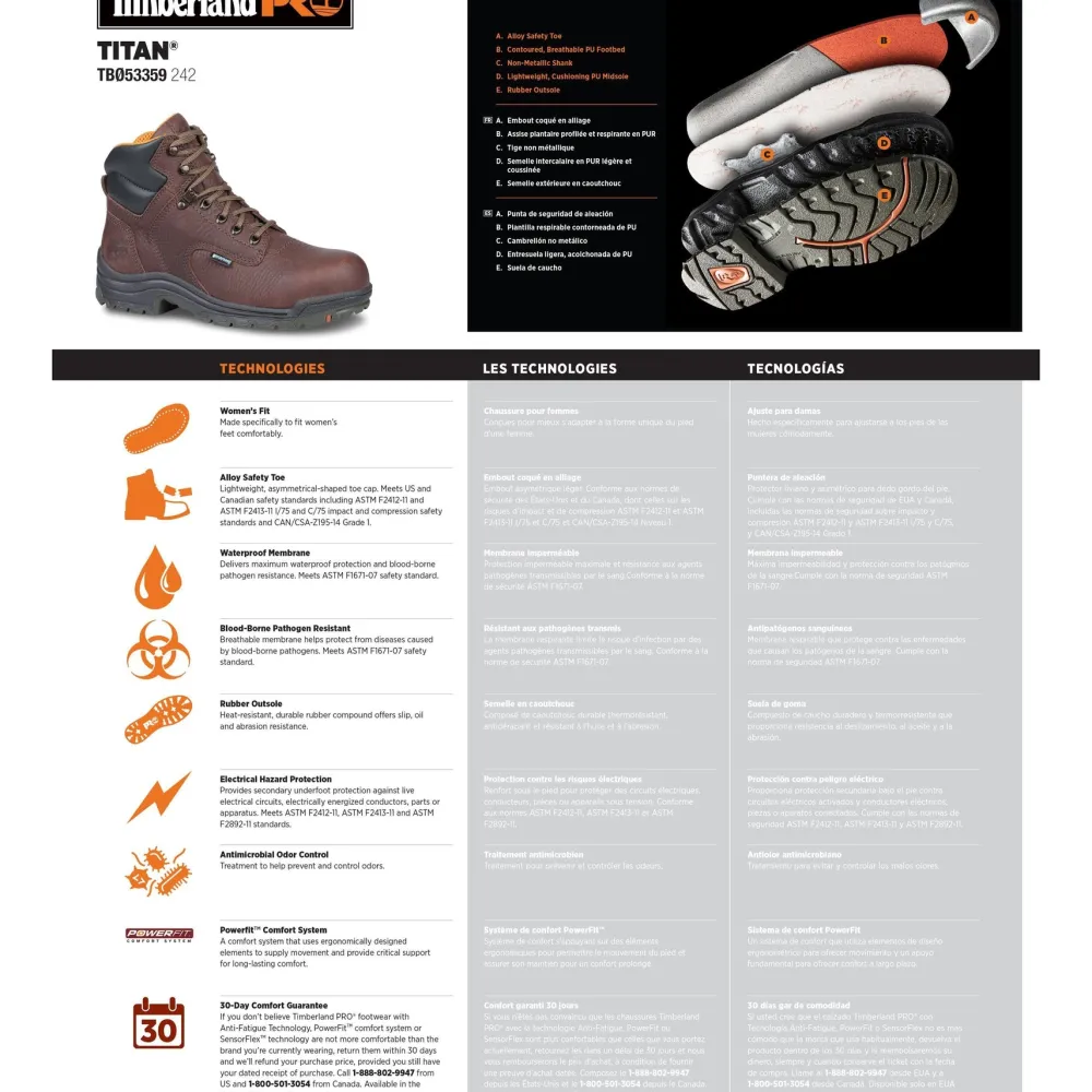 Timberland Pro Women's TITAN 6" Alloy Toe WP Work Boot - TB153359242