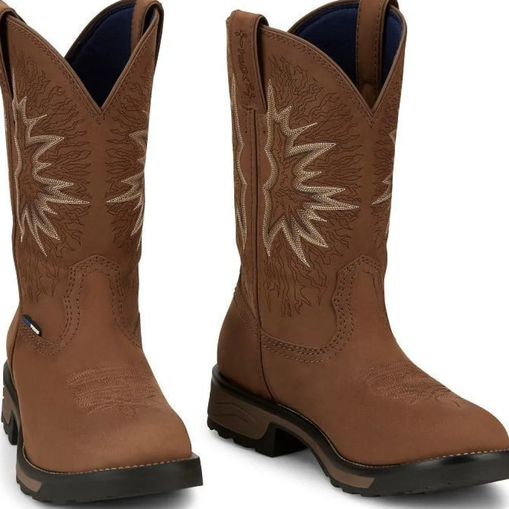 Tony Lama Men's Boom 11" Round Toe Pull On WP Western Work Boot -- TW3414