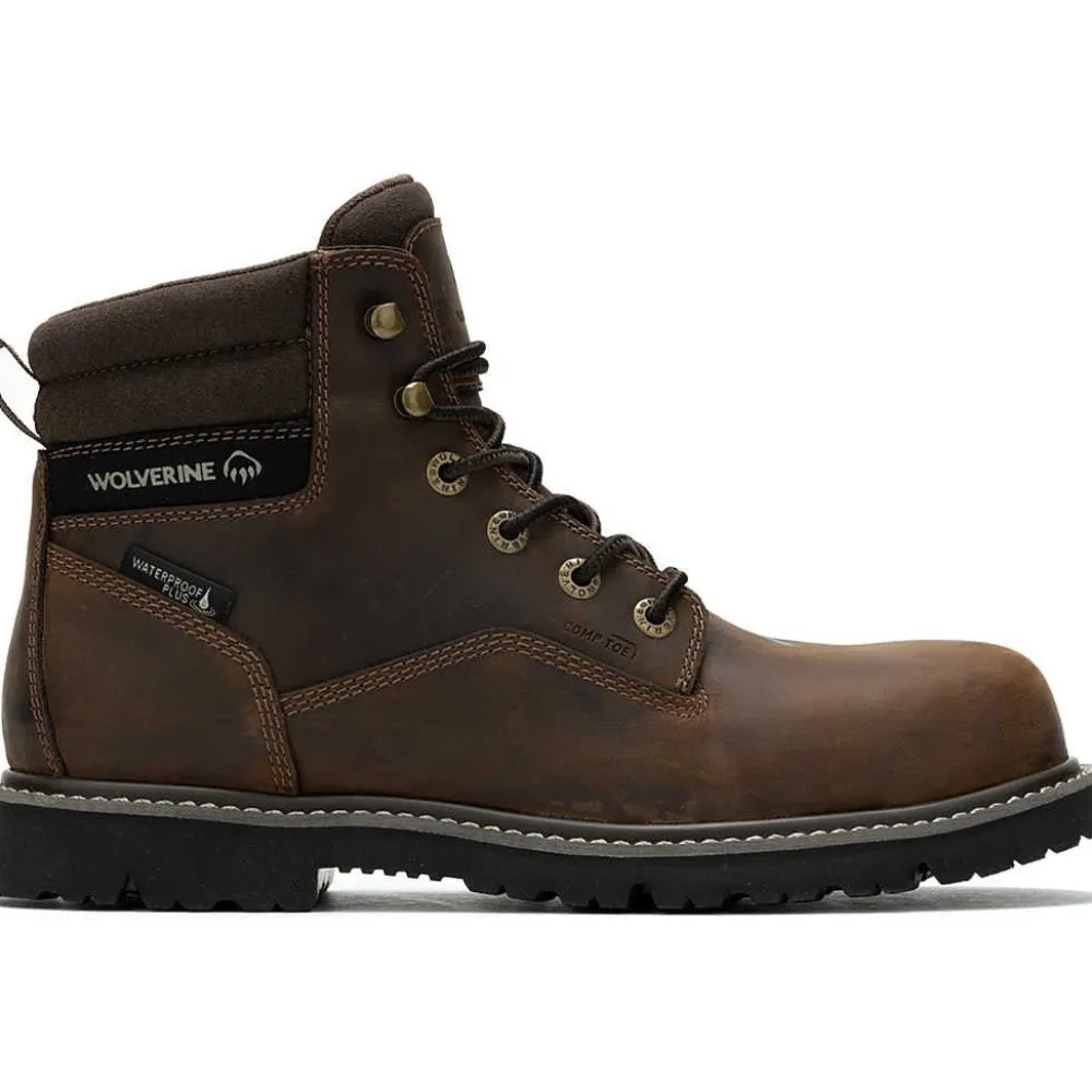 Wolverine Men's Revival 6" Comp Toe WP Work Boot- Brown- W241017