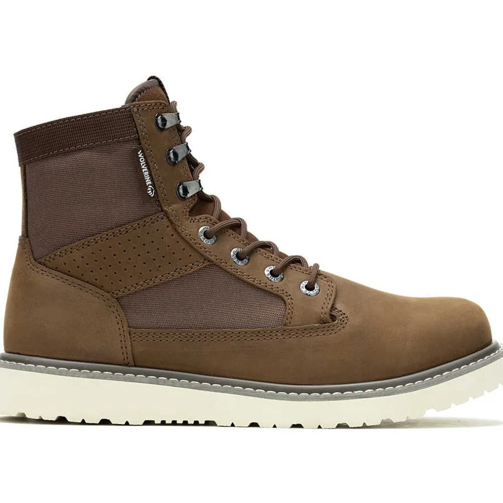 Women Wolverine Men's Trade Canvas 6" Soft Toe Wedge Unlined Work Boot- Brown- W240015