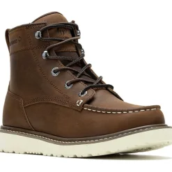 Women Wolverine Women's Trade 6" Soft Toe Wedge Unlined Work Boot- Brown- W240013