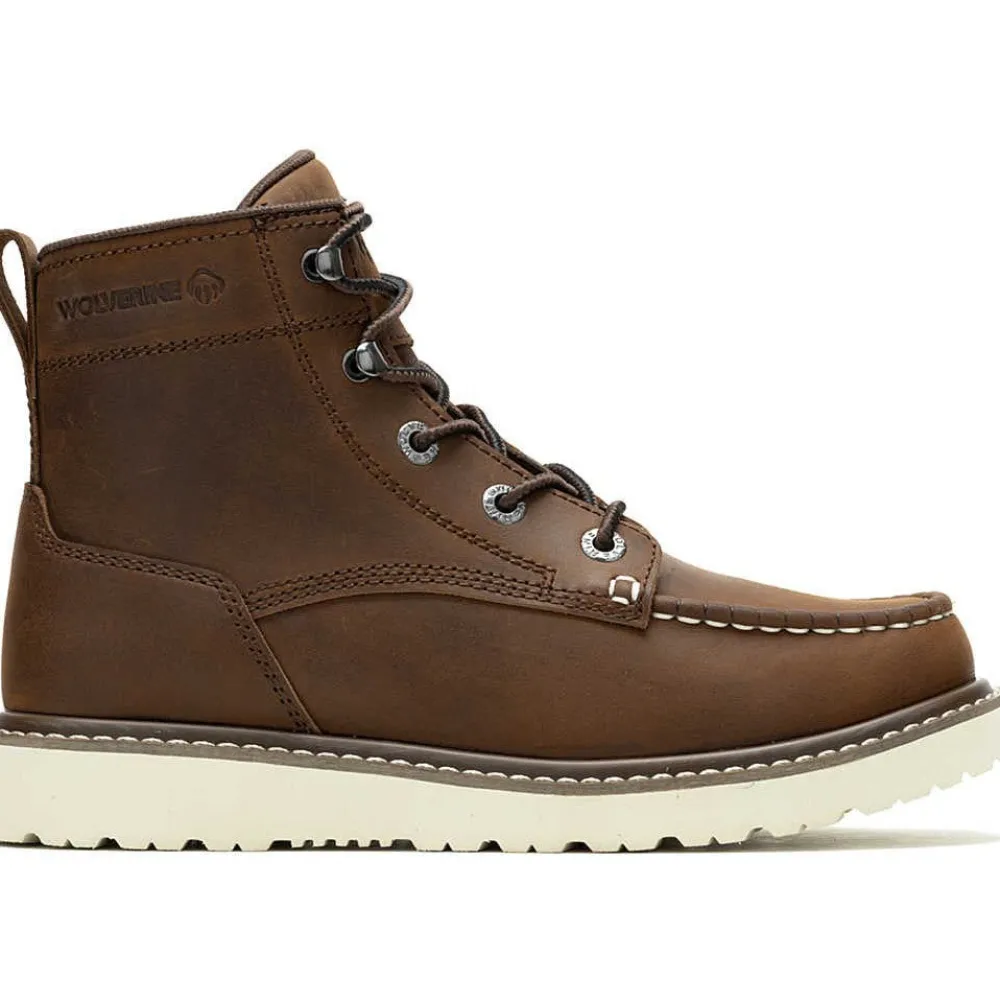 Women Wolverine Women's Trade 6" Soft Toe Wedge Unlined Work Boot- Brown- W240013